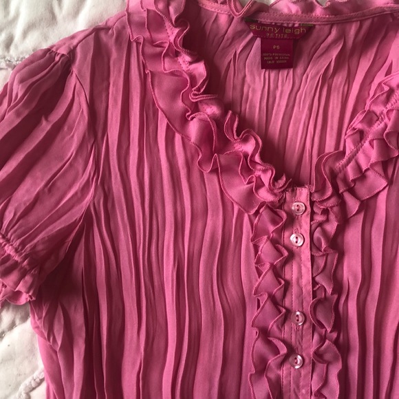 Pink Button Down Ruffle Blouse - Picture 4 of 5